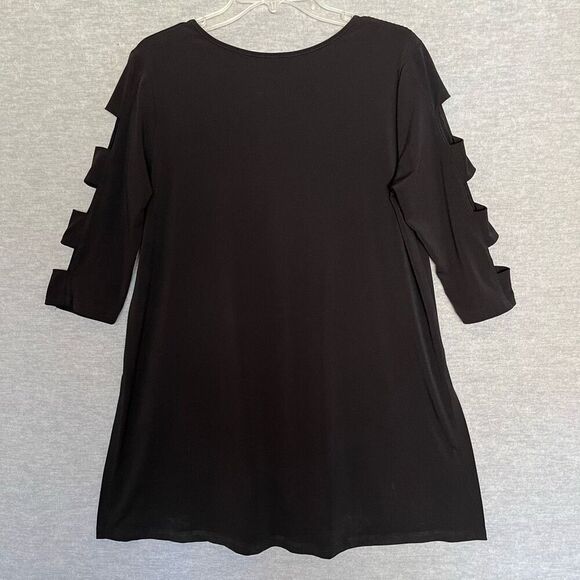 Clara Sun Woo Cut Out Sleeve Tunic Womens Medium Jersey Liquid Knit Side Slits - Picture 4 of 9